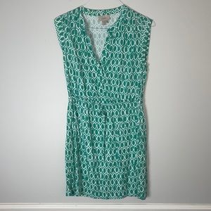Ann Taylor Loft Small Petites Green Print Dress